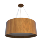 Lustre Pendente Cilíndrico 60x22cm Em Madeira Louro Freijó
