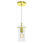 Lustre Pendente Cilindrico Clear Glass Dourado