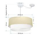 Lustre Pendente Cilíndrico Com Desvio Bege E Branco Mj-4362 P