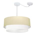 Lustre Pendente Cilíndrico Com Desvio Bege E Branco Mj-4363 P