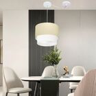 Lustre Pendente Cilíndrico Com Desvio Bege E Branco Mj-4366 P