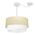 Lustre Pendente Cilíndrico Com Desvio Bege E Branco Mj-4366 P