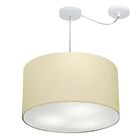 Lustre Pendente Cilíndrico Com Desvio Bege Mj-4235 Para Mesa