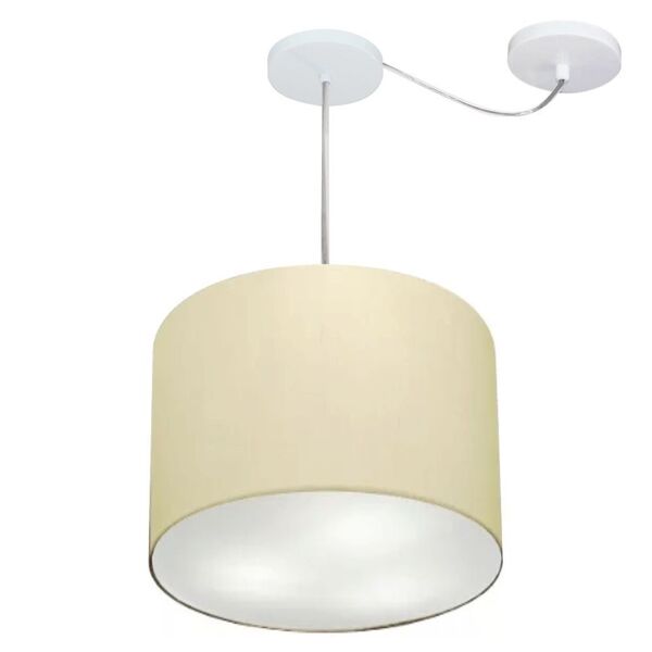 Lustre Pendente Cilíndrico Com Desvio Bege Mj-4237 Para Mesa