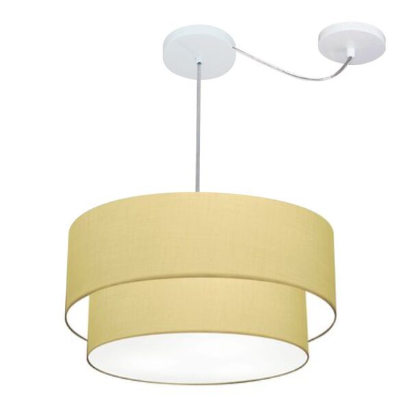 Lustre Pendente Cilíndrico Com Desvio Bege Mj-4360 Para Mesa