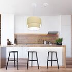 Lustre Pendente Cilíndrico Com Desvio Bege Mj-4366 Para Mesa