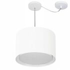 Lustre Pendente Cilíndrico Com Desvio Branco Mj-4306 Para Mes