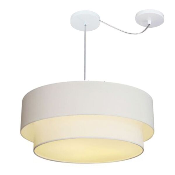 Lustre Pendente Cilíndrico Com Desvio Branco Mj-4367 Para Mes