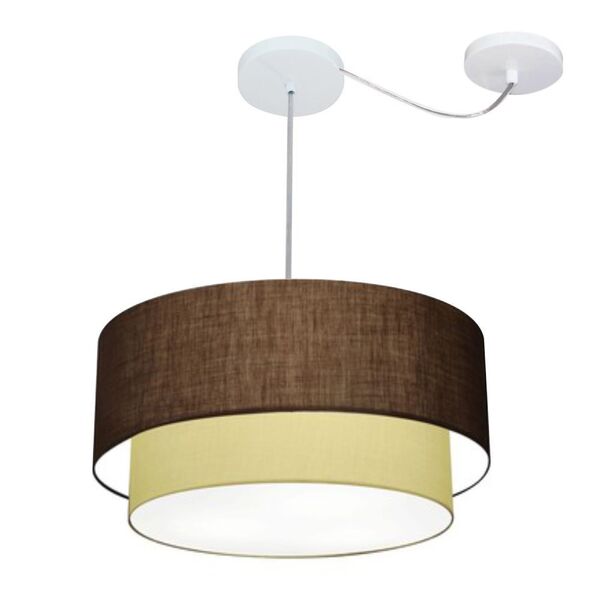 Lustre Pendente Cilíndrico Com Desvio Café E Bege Mj-4361 Par