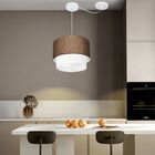 Lustre Pendente Cilíndrico Com Desvio Café E Branco Mj-4365 P