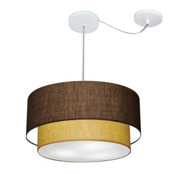 Lustre Pendente Cilíndrico Com Desvio Café E Palha Mj-4365 Pa