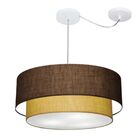 Lustre Pendente Cilíndrico Com Desvio Café E Palha Mj-4368 Pa