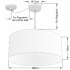 Lustre Pendente Cilíndrico Com Desvio Linho Bege Mj-4168 Para