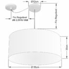 Lustre Pendente Cilíndrico Com Desvio Linho Bege Mj-4233 Para