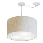 Lustre Pendente Cilíndrico Com Desvio Linho Bege Mj-4235 Para