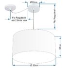 Lustre Pendente Cilíndrico Com Desvio Linho Bege Mj-4251 Para