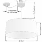 Lustre Pendente Cilíndrico Com Desvio Linho Bege Mj-4252 Para