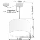 Lustre Pendente Cilíndrico Com Desvio Linho Bege Mj-4310 Para
