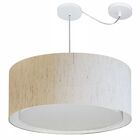 Lustre Pendente Cilíndrico Com Desvio Linho Bege Mj-4311 Para