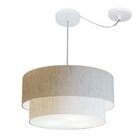Lustre Pendente Cilíndrico Com Desvio Linho Bege Mj-4365 Para
