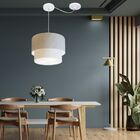 Lustre Pendente Cilíndrico Com Desvio Linho Bege Mj-4368 Para