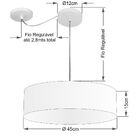 Lustre Pendente Cilíndrico Com Desvio Md-4222 Cúpula Em Tecid