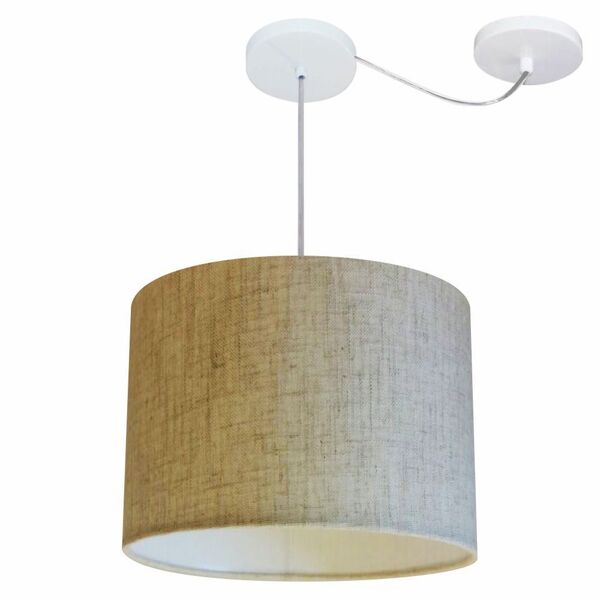 Lustre Pendente Cilíndrico Com Desvio Md-4227 Cúpula Em Tecid