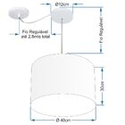 Lustre Pendente Cilíndrico Com Desvio Md-4227 Cúpula Em Tecid