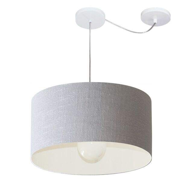 Lustre Pendente Cilíndrico Com Desvio Md-4228 Cúpula Em Tecid