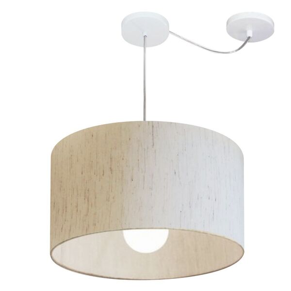 Lustre Pendente Cilíndrico Com Desvio Md-4229 Cúpula Em Tecid