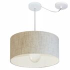 Lustre Pendente Cilíndrico Com Desvio Md-4230 Cúpula Em Tecid