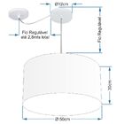 Lustre Pendente Cilíndrico Com Desvio Md-4231 Cúpula Em Tecid