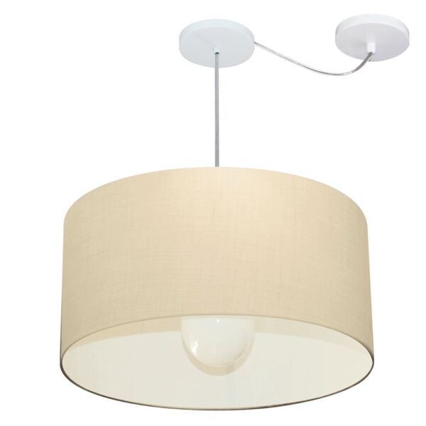 Lustre Pendente Cilíndrico Com Desvio Md-4233 Cúpula Em Tecid