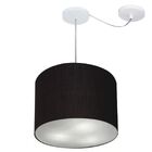 Lustre Pendente Cilíndrico Com Desvio Md-4237 Cúpula Em Tecid