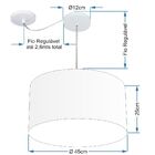 Lustre Pendente Cilíndrico Com Desvio Md-4238 Cúpula Em Tecid