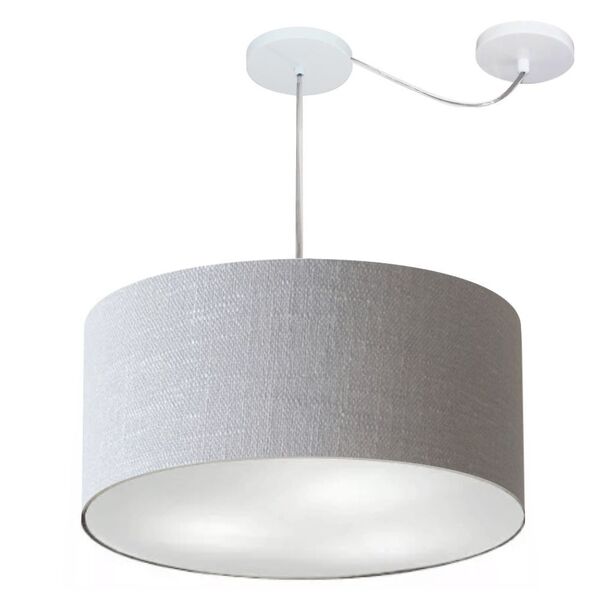 Lustre Pendente Cilíndrico Com Desvio Md-4252 Cúpula Em Tecid