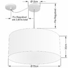 Lustre Pendente Cilíndrico Com Desvio Md-4253 Cúpula Em Tecid