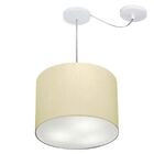 Lustre Pendente Cilíndrico Com Desvio Md-4258 Cúpula Em Tecid
