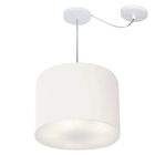 Lustre Pendente Cilíndrico Com Desvio Md-4258 Cúpula Em Tecid