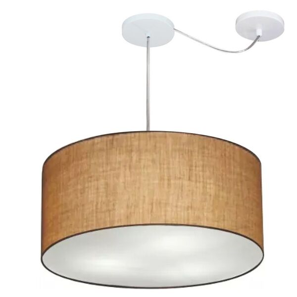 Lustre Pendente Cilíndrico Com Desvio Md-4263 Cúpula Em Tecid
