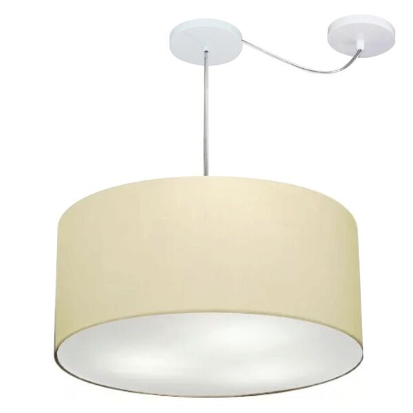 Lustre Pendente Cilíndrico Com Desvio Md-4263 Cúpula Em Tecid