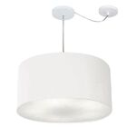 Lustre Pendente Cilíndrico Com Desvio Md-4264 Cúpula Em Tecid