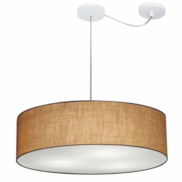Lustre Pendente Cilíndrico Com Desvio Md-4265 Cúpula Em Tecid