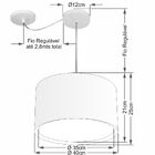 Lustre Pendente Cilíndrico Com Desvio Md-4305 Cúpula Em Tecid