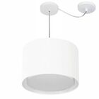 Lustre Pendente Cilíndrico Com Desvio Md-4306 Cúpula Em Tecid