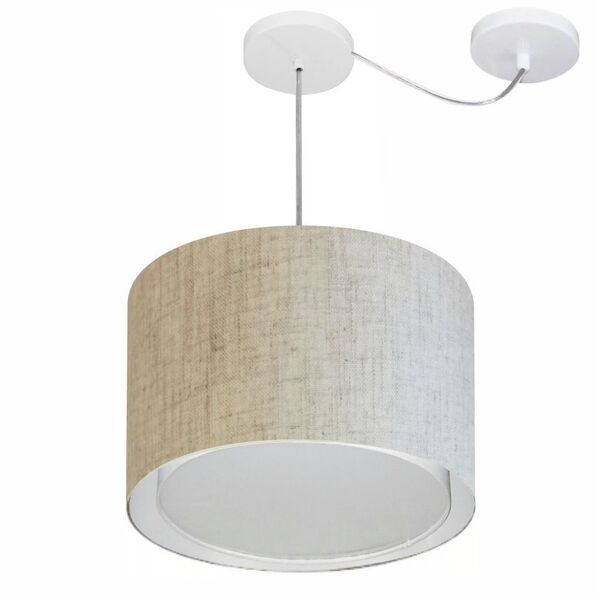 Lustre Pendente Cilíndrico Com Desvio Md-4306 Cúpula Em Tecid