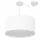 Lustre Pendente Cilíndrico Com Desvio Md-4309 Cúpula Em Tecid
