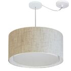 Lustre Pendente Cilíndrico Com Desvio Md-4309 Cúpula Em Tecid