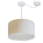Lustre Pendente Cilíndrico Com Desvio Md-4310 Cúpula Em Tecid