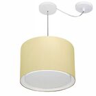 Lustre Pendente Cilíndrico Com Desvio Md-4312 Cúpula Em Tecid